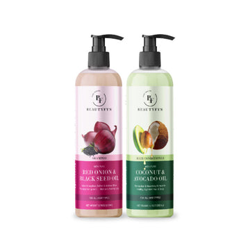 BEAUTYFYN Red Onion Black Seed Oil Shampoo + Coconut Avocado Oil Conditioner (200ml Each)