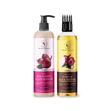 BEAUTYFYN Red Onion Black Seed Oil Shampoo and Onion Black Seed Hair Oil (200ml Each)